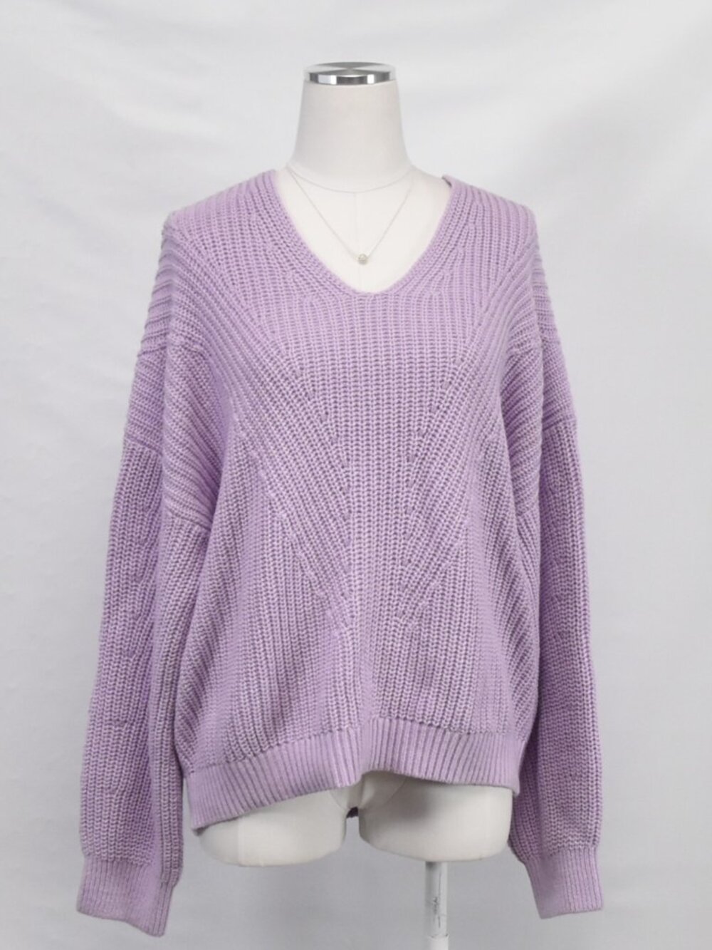 💜 Sonoma Lavender Chunky Knit V-Neck Sweater XXL